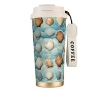 nanger Tazza da caffè isolata in acciaio inossidabile 316 Sea Shell con coperchio a prova di perdite, mantiene caldo o freddo