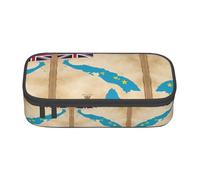 nanger Tuvalu - Astuccio portamatite con bandiera e isole, grande capacità, con chiusura lampo, Nero , taglia unica, Arte Eeco