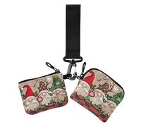 Nani di Natale rossi e verdi da donna doppi portafogli porta biglietti da visita piccoli organizer per carte staccabili borsa con portachiavi per donna 2 pezzi, Nani di Natale rossi e verdi, 1 size,