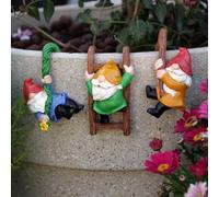 Nani rampicanti con facce dell'albero - Set di 3 nani da giardino fatti in resina per esterni - Decorazione per il giardino - Divertenti figure decorative da giardino per vasi di fiori e micro