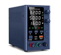 NANKADF Alimentatore da Banco 0-32V/0-5A, Alimentatore da Laboratorio Regolato ad alta Precisione Display a LED a 4 cifre, con Controllo Encoder e Memoria dati