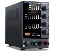 NANKADF Alimentatore da Banco 120V 3A, Alimentatore Regolabile con Porta di Ricarica Rapida USB-A/tipo C, Display a 4 LED ad alta Precisione, Alimentatore da Laboratorio con Manopola Encoder