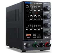 NANKADF Alimentatore da Banco 30V 10A, Alimentatore Regolabile con Porta di Ricarica Rapida USB-A/tipo C, Display a 4 LED ad alta Precisione, Alimentatore da Laboratorio con Manopola Encoder