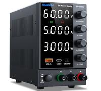 NANKADF Alimentatore da Banco 60V 5A, Alimentatore Regolabile con Porta di Ricarica Rapida USB-A/tipo C, Display a 4 LED ad alta Precisione, Alimentatore da Laboratorio con Manopola Encoder