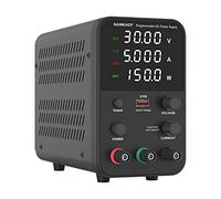 NANKADF Alimentatore da laboratorio Nero (0-30V, 0-5A) alimentatore DC regolabile, display LED a 4 cifre, con porta di ricarica USB, alimentatore switching, pulsante OUTPUT/manopola encoder