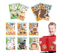 Nankoyal Adesivi viso per bambini, adesivo puzzle viso - Adesivi per il viso dei bambini dei cartoni animati,Adesivi artistici a tema foresta con animali per premi di apprendimento, sorprese per le