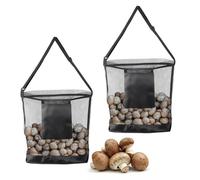Nankoyal Borsa per la raccolta dei funghi, borsa per la raccolta di funghi in rete con tracolla regolabile, pieghevole traspirante per frutteto, fattoria, bacche, giardino, giungla