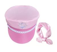 Nankoyal Cappello da skipper per barca, cappello da yacht da donna | Berretto da marinaio rosa regolabile per ragazze | Cappello da Capitano Marinaio per Costume di Halloween, Costume da Festa