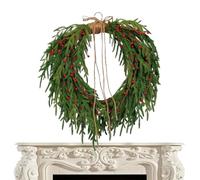 Nankoyal Corona di Natale | Decorazione per la Casa con Verde Pino e Bacche Rosse - 50cm Ghirlanda Realistica per Segnali di Benvenuto - Per Interno Esterno Soggiorno Cucina Finestra Portico Ingresso