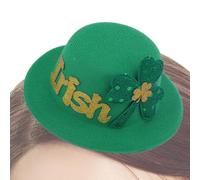 Nankoyal Fermaglio per capelli per il giorno di San Patrizio, per capelli verdi a forma di cappello con foglie fortunate, fermagli per capelli verdi per festival irlandesi, fermagli per