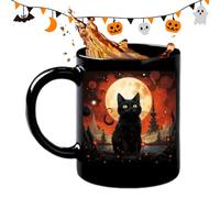 Nankoyal Gatto Nero Ceramica,Halloween Stagione Spaventosa per Animali Domestici - per Uomini Donne Amici Lavoro Latte Succo Birra