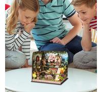 Nankoyal Kit Di Casa In Miniatura,Casina Floreale in Legno con Luci LED - Kit Di Montaggio Decorazione Da Tavolo Per Casa Scuola Collezionisti Scrivania Ragazze