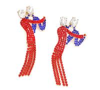 Nankoyal Orecchini pendenti con cristalli, coppia che balla, orecchini scintillanti con frangia lunga, eleganti pendenti a goccia, 2 pezzi, gioielli per vacanze, feste, danza, festival, matrimoni, uso