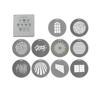 Nanlux AS-GB-A-SET1 Set di gobo 1 con 10 gobo (maschere d'ombra) di dimensione A: NLM05 - NLM14. Per l'attacco di proiezione PJ-NLM-15-30.