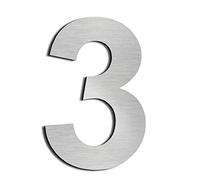 nanlyiau 3in/7.5cm Numero civico in acciaio inossidabile con retro adesivo, realizzato in solido acciaio inossidabile 304, aspetto in rilievo, altezza (3in number 3)
