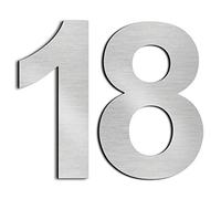 nanlyiau Numero civico in acciaio inossidabile con retro adesivo, realizzato in solido acciaio inossidabile 304, aspetto in rilievo, altezza 3in/7,5 cm(18)