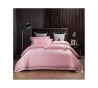 nanmenlong8 Completo Letto Set Copripiumino di Lusso Ricamato, 4 Pezzi, Set Biancheria da Letto in Cotone Morbido e Delicato sulla Pelle, Tinta Unita Nordico(Pink,Queen Size 4Pcs)