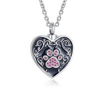 NanMuc Collana con urna per ceneri di cane e gatto, con ciondolo commemorativo a forma di animale domestico, Metallo, Acciaio inossidabile