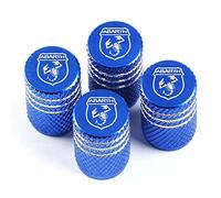 NANNUT 4 Pezzi Cappucci delle valvole per Auto, Cappucci Valvole con Anello in Gomma, Copri Stelo Antipolvere Impermeabili, Accessori Decorazioni Esterne, per Abarth,Blue