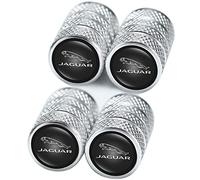NANNUT 4 Pezzi Cappucci Valvole Pneumatici per Auto, per Jaguar XE XEL XF XFL XJ F-Pace F-Type, Cappucci Valvole con Anello in Gomma, Copri Stelo Antipolvere Impermeabili, Accessori Esterne,Silver