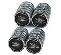 NANNUT 4 Pezzi Cappucci Valvole Pneumatici per Auto, per Jaguar XE XEL XF XFL XJ F-Pace F-Type, Cappucci Valvole con Anello in Gomma, Copri Stelo Antipolvere Impermeabili, Accessori Esterne,Bla-CK