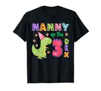 Nanny of the Three Rex Compleanno Dinosaur Family Matching Maglietta