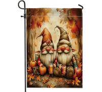 Nano autunnale, bandiera da giardino, foglie autunnali arancioni, zucca, bevanda, decorazione per la casa, bandiere da giardino, decorazione per esterni a due lati, decorazione per prato autunnale