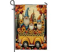 Nano autunnale, girasole da giardino, zucca a quadri arancioni, decorazione per esterni double face, decorazione stagionale per la casa, 30,5 x 45,7 cm