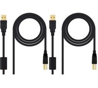 Nano Cable 10.01.1203 - Cavo USB 2.0 per Stampante con ferrite, Tipo A/M-B/M, Maschio-Maschio, Nero, 3.0 MTS (Confezione da 2)