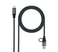 NANOCABLE 10.01.4112-COMB - Cavo USB 3.2 Gen2x2 20Gbps 5A/100W, USB-C+USB-A/M a USB-C/M, Grigio/Nero, 2m