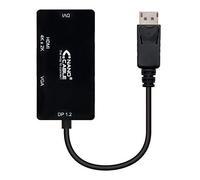 Nano Cable 10.16.3301-BK - Convertitore da DisplayPort a SVGA/DVI/HDMI, 3 in 1, DP 1.2/M-VGA/H-DVI/M-HDMI/H 4K, 15 cms