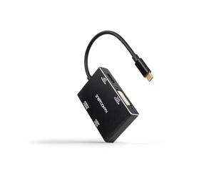 Nano Cable 10.16.4307 - Convertitore da USB-C Maschio a HDMI + DVI + DisplayPort + VGA, Colore Nero, 10 cm