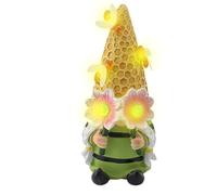 Nano con luce solare, statue di gnomo da giardino per lo spazio esterno, statuette di terrazza primaverile decorative | Scultura nana a prova di agenti atmosferici resina synt