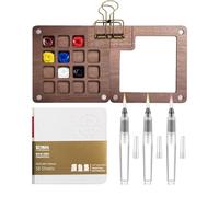 Nano Palette Painting Mini Tavolozza Magnetica in Legno Mini Tavolozza da Viaggio Quaderno Portatile per Schizzi ad Acquerello Pocketartist Watercolor Travel Set tavolozza Legno per Acquerelli