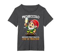 Nano Proseccolo Reggo Piu Alcol Che Persone Amanti Prosecco Maglietta, Donna Plus-Size, Grigio Scuro, 2X