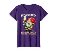 Nano Proseccolo Reggo Piu Alcol Che Persone Amanti Prosecco Maglietta, Donna, Viola, XS