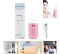 Nano vaporizzatore facciale mini nebulizzatore ricaricabile USB 30 ml serbatoio d'acqua visiva idratante e idratante per viso trucco quotidiano cura della pelle (rosa)