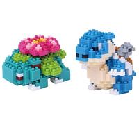 Nanoblock - Pacchetto 2 set - Venusaur (Fushigibana in Giappone) e Blastoise (Kamex in Giappone) - Personaggi Pokemon regolabili (Importazione Giappone)