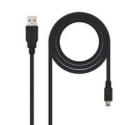Nanocable - 10.01.0401 - Cavo USB 2 a Mini USB, Uso Principale per Fotocamere Mobili e Digitali, Tipo A/M-Mini B/M, Maschio-Maschio, Nero, 1 Ms