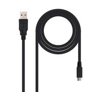 Nanocable 10.01.0501 Cavo USB 2 a Micro USB, Uso Principale in Telefoni Digitali e Fotocamere, Tipo A/M-Micro B/F, Maschio-Maschio, Nero, 1.8 Ms