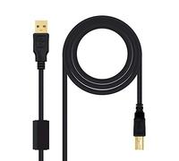 Nanocable - 10.01.1202 - Cavo USB 2.0 per Stampante con ferrite, Tipo A/M-B/M, Maschio-Maschio, Nero, 2.0 MTS