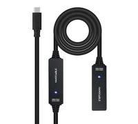 NANOCABLE 10.01.1312 - Cavo USB 3.2 prolunga con amplificatore tipo C/M-C/H, 10 m, nero