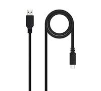 Nanocable - 10.01.2100 - Cavo 3A USB 2.0 a USB-C, telefoni di uso principale, tablet, laptop, ecc,. Fino a 3 Amp di carico, tipo C/M-A/M, maschio-maschio nero, 0.5 mts