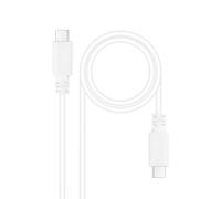 NANOCABLE 10.01.2301-W- Cavo da USB-C a USB-C da 3A, uso principale per telefoni cellulari, tablet, laptop, ecc. USB 2.0, carica fino a 3 Ampere, maschio-maschio, bianco, 1 metro