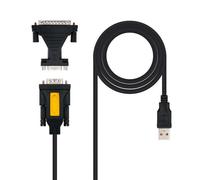 NANOCABLE Convertitore da USB a seriale per stampante, tipo A/M-RS232 DB9/M DB25/M, maschio-maschio, nero, 1.8 mts
