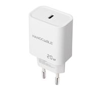NANOCABLE 10.10.2005 - Caricatore USB-C PD 20 W, ricarica rapida e compatta, compatibile con smartphone e tablet, colore bianco