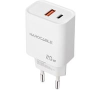 NANOCABLE 10.10.2007 - Caricatore USB-C PD e USB-A QC 20 W, doppia porta per ricarica rapida, compatto e compatibile, colore bianco