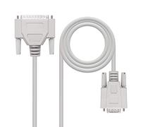Nanocable 10.14.0802 - Cavo di comunicazione seriale RS232 null modem, DB9/H-DB25/M, femmina-maschio, beige, 1.8 mts