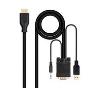NANOCABLE 10.15.4612 - Convertitore unidirezionale VGA/M + AUDIO/M + USB-A/M (per alimentazione) a HDMI/M, Nero, 1,8 m