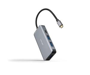 NANOCABLE 10.16.1005 - Hub Convertitore 5 in 1, Connettore Maschio USB-C 3.2 GEN1 5G a 3 Porte USB-A 3.0 + 1 Porta USB-C + 1 Porta USB-C PD 100W, Alluminio, 15 cm, Grigio
